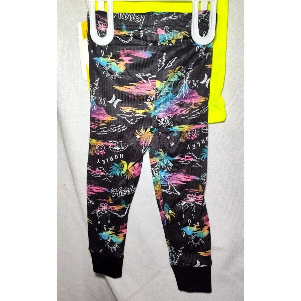 Hurley Baby 18 Mos Neon 2pc Pajamas Outfit Unisex‎ Soft Boy Girl Florescent NWT